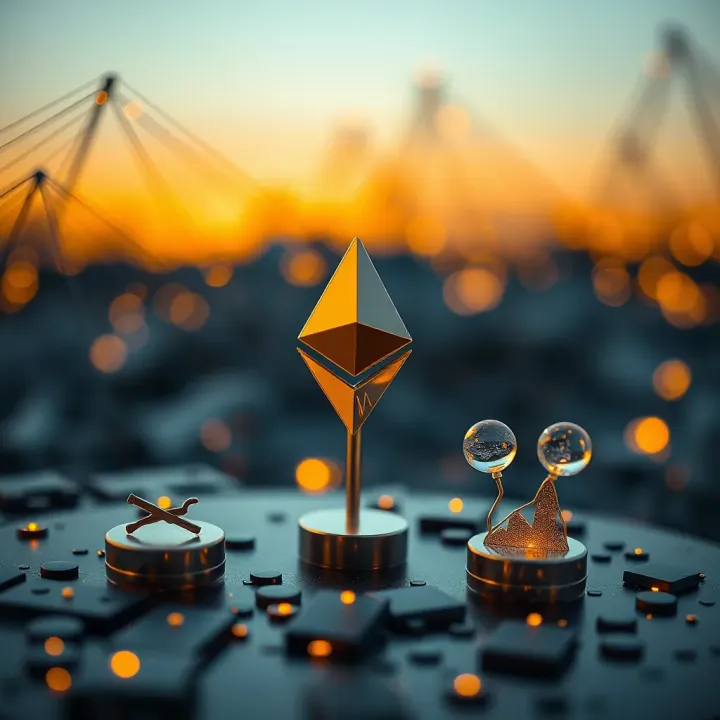 Ethereum Technology and Regulatory Impact Illustration of Ethereum blockchain technology with symbols representing regulation and economic factors