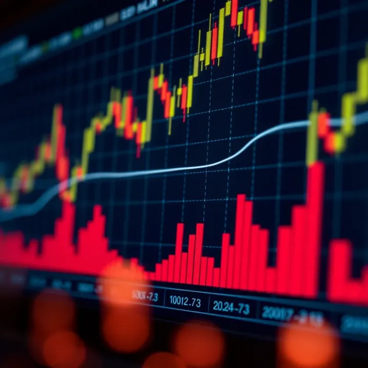 Graph showing EUR/USD currency pair fluctuations with economic indicators