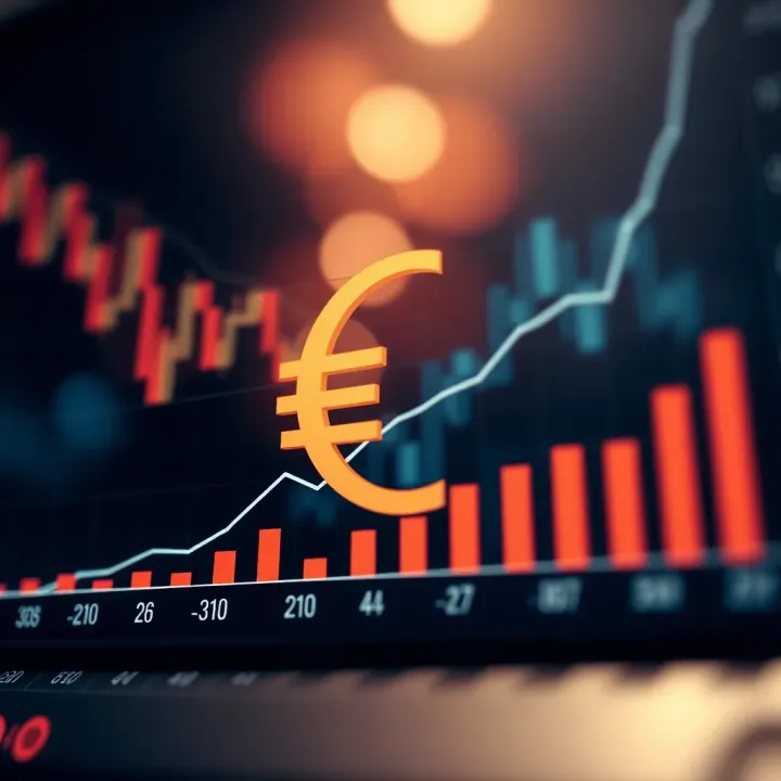 Graph showing euro currency exchange trends influenced by economic factors