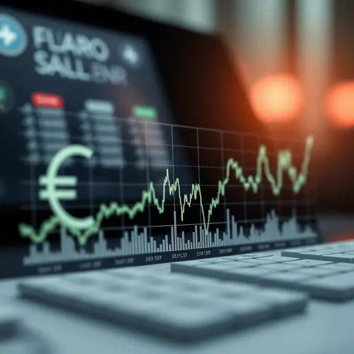 Graph showing the exchange rate fluctuations between Euro and US Dollar influenced by economic and political factors
