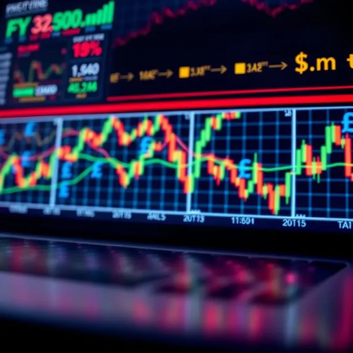 Visual representation of forex market fluctuations with digital graphs and currency symbols