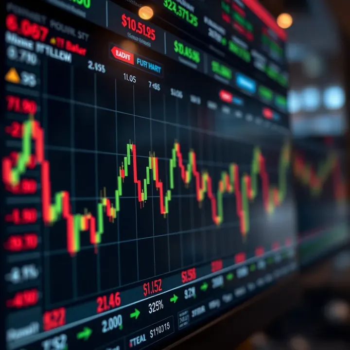Currency Exchange Rates and Market Trends in Forex Trading Graph showing currency exchange rates fluctuating on a digital trading interface