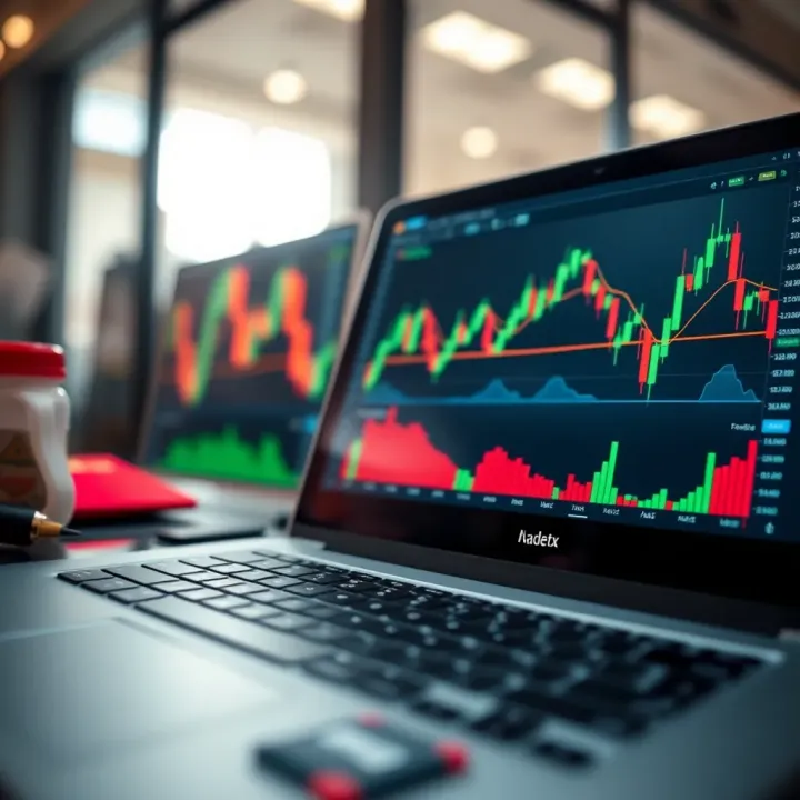 Trading platform interface showing forex market charts and analytics