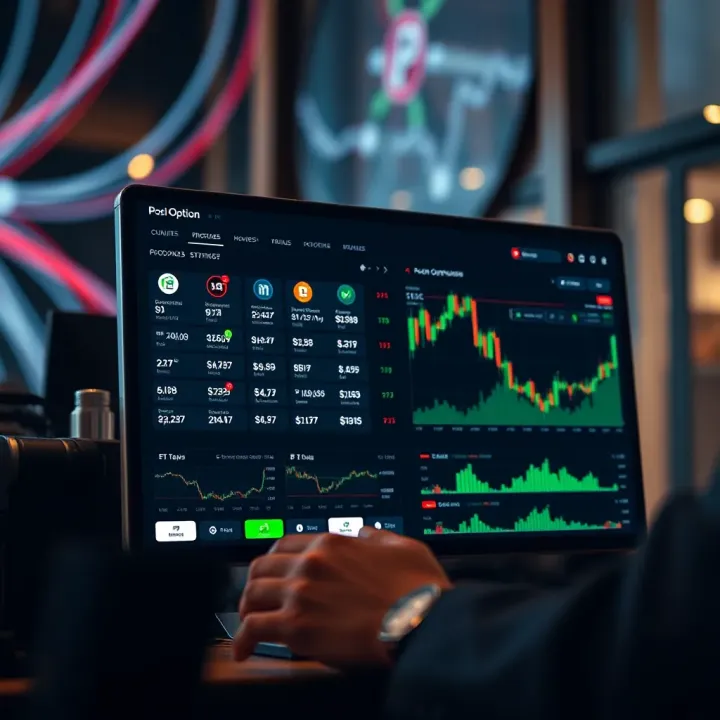 Digital trading platform interface highlighting various asset options and trading tools