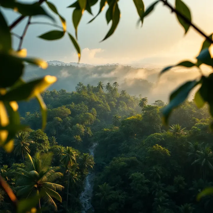 Dense Brazilian rainforest with diverse wildlife under changing weather conditions