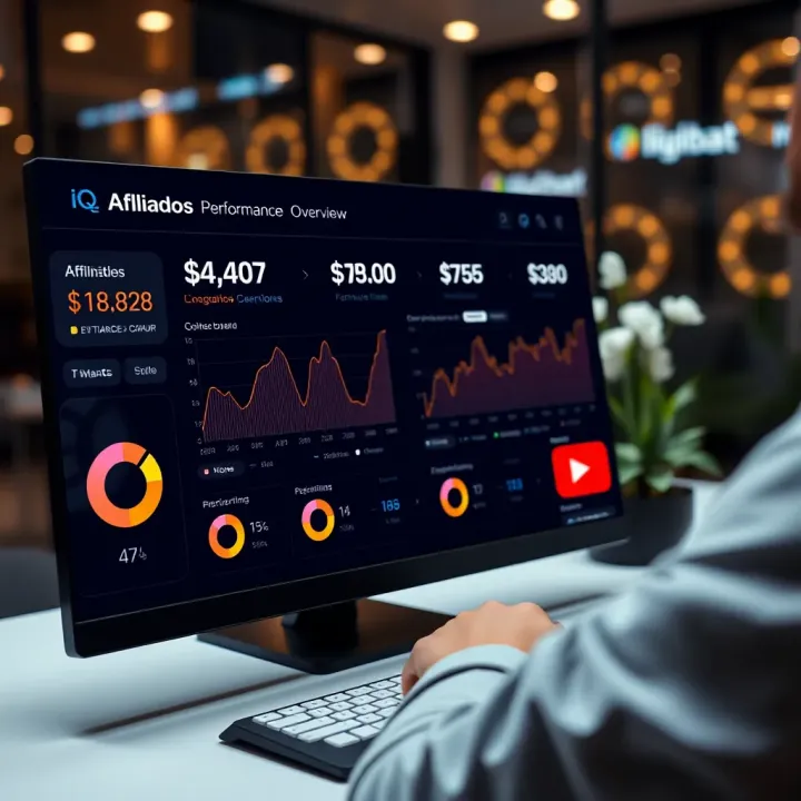 Dashboard screen displaying affiliate marketing campaign performance and earnings metrics