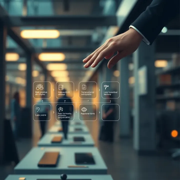 Diagram showing the workflow of intelligent automation using AI technology in business operations