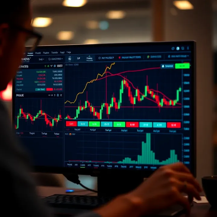 User interface of trading platform showing various financial instruments and charts