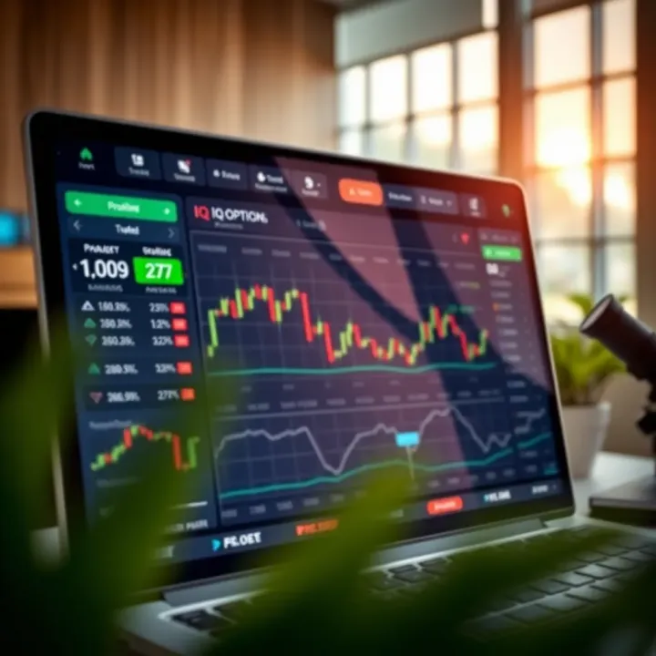 Dashboard interface showcasing various trading options and market charts within an online trading platform