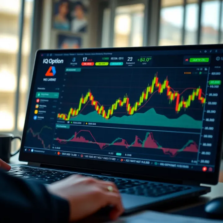 User interface of IQ Option web showing trading charts and tools