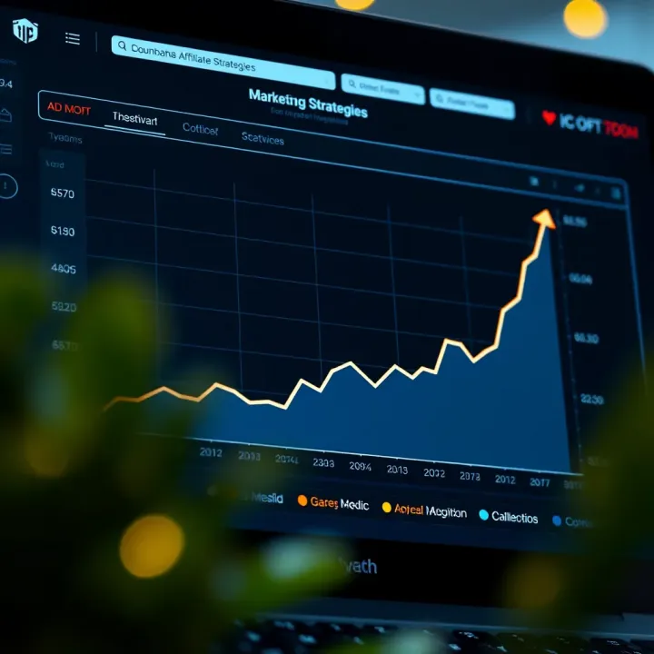 Graph showing growth in commissions using different marketing strategies