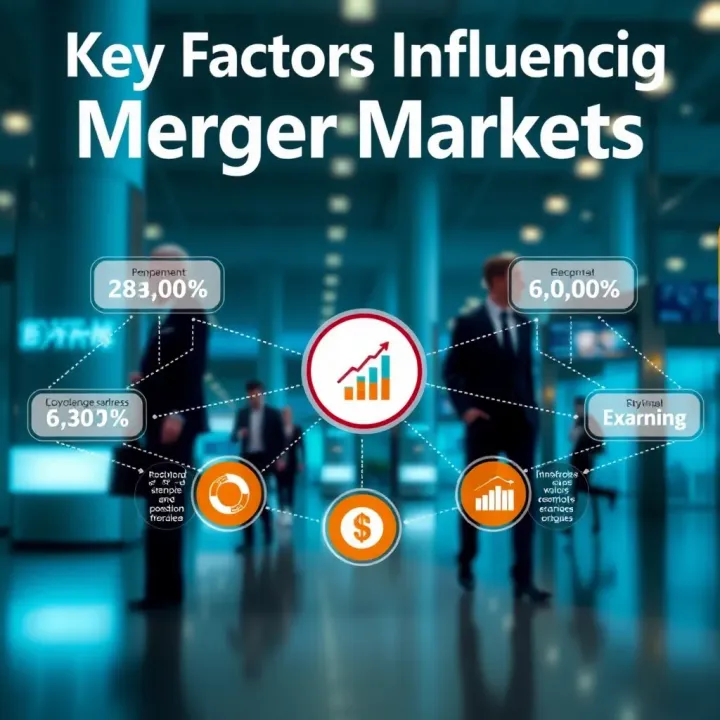 Infographic illustrating key factors influencing merger markets such as economic conditions, regulatory environment, and company strategies