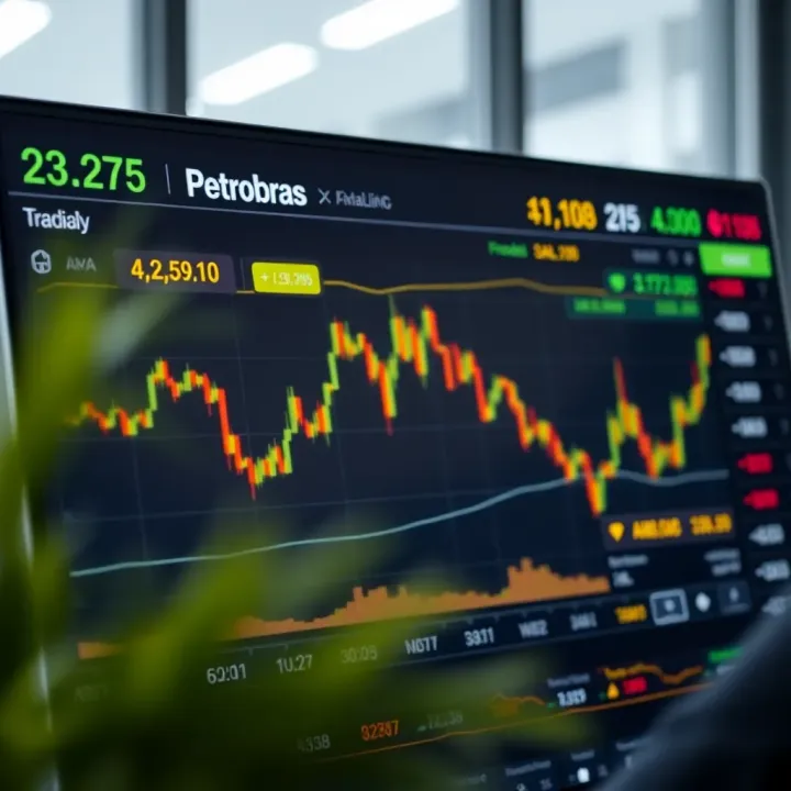 Real-Time Tracking of Petrobras Stock Market Data Dashboard displaying real-time Petrobras stock prices and financial market indicators