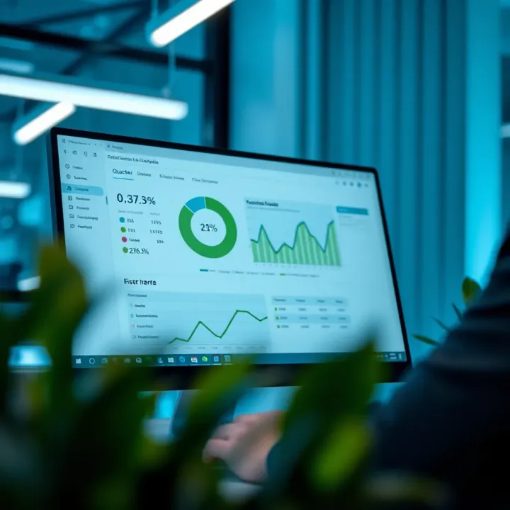 Interface showcasing Queotex software features and dashboard