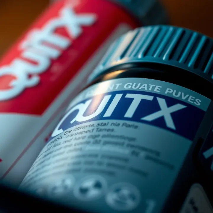 Close-up of Quitex product packaging showing detailed ingredient information
