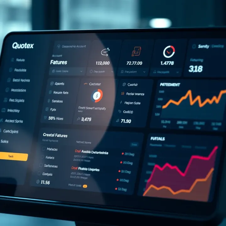 Dashboard displaying account features and security options on Quotex platform
