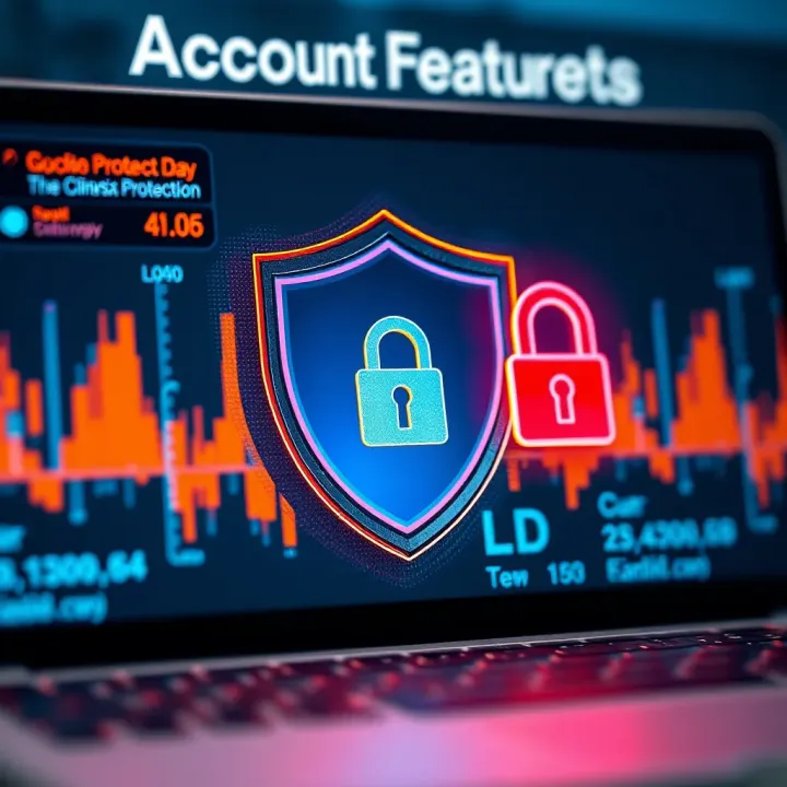 Visual representation of account protection with shield and lock icons on digital background