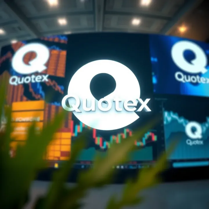 Quotex logo displayed across various digital platforms demonstrating versatility