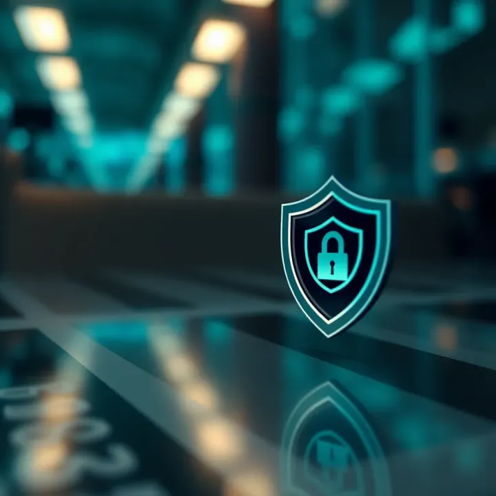 Regulatory compliance checklist with digital lock and shield symbols