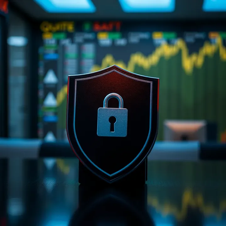 Security shield symbol representing safe and secure online trading