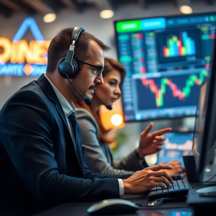 Customer support agent assisting with online trading platform issues