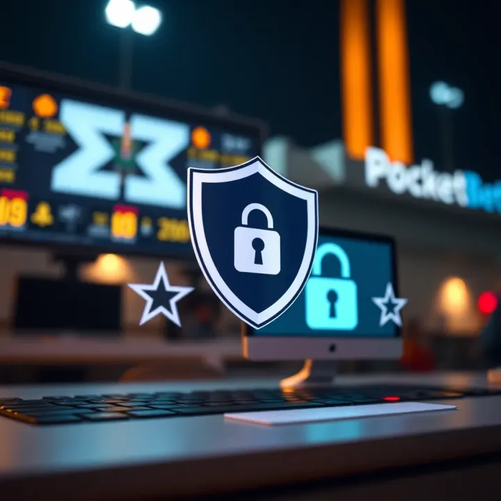 Illustration of secure online betting with shield and digital lock icons