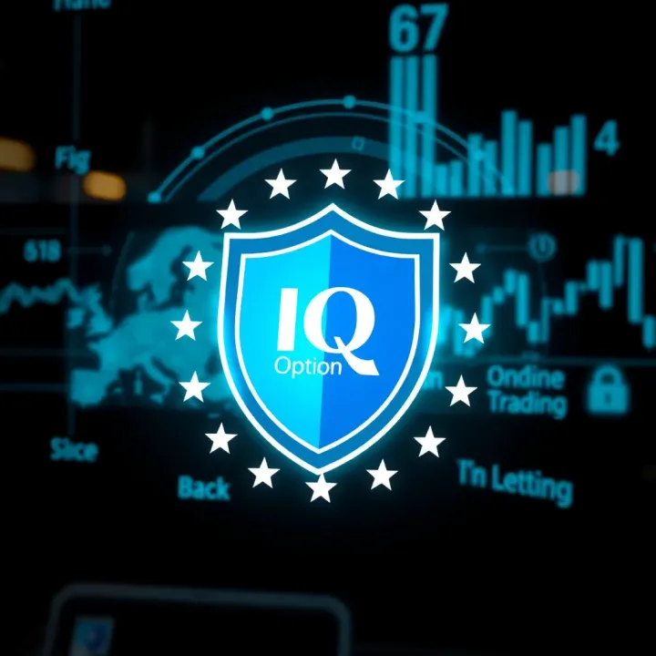 Illustration of secure online trading with shield symbol and European Union flag elements