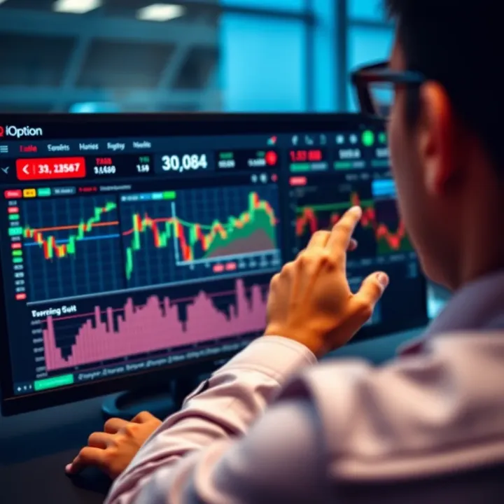 Dashboard view showcasing technical indicators and risk management tools available on IQ Option