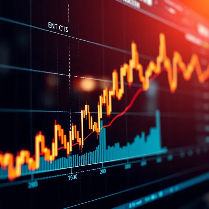 Graph showing price movement with binary option call and put choices