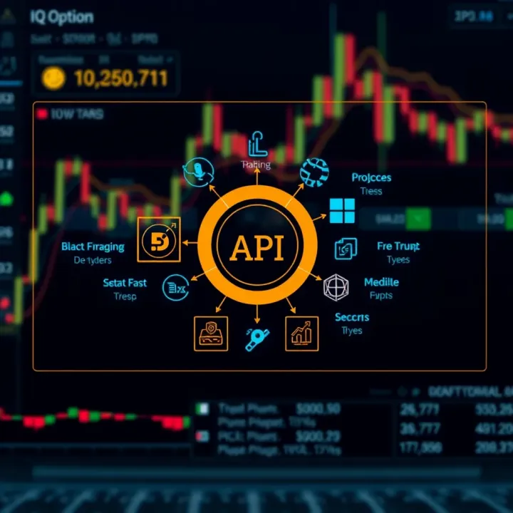 Diagram illustrating the functionalities and components of IQ Option API for trading integration