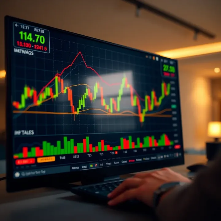 Detailed trading chart displaying various market indicators on the IQ Option platform