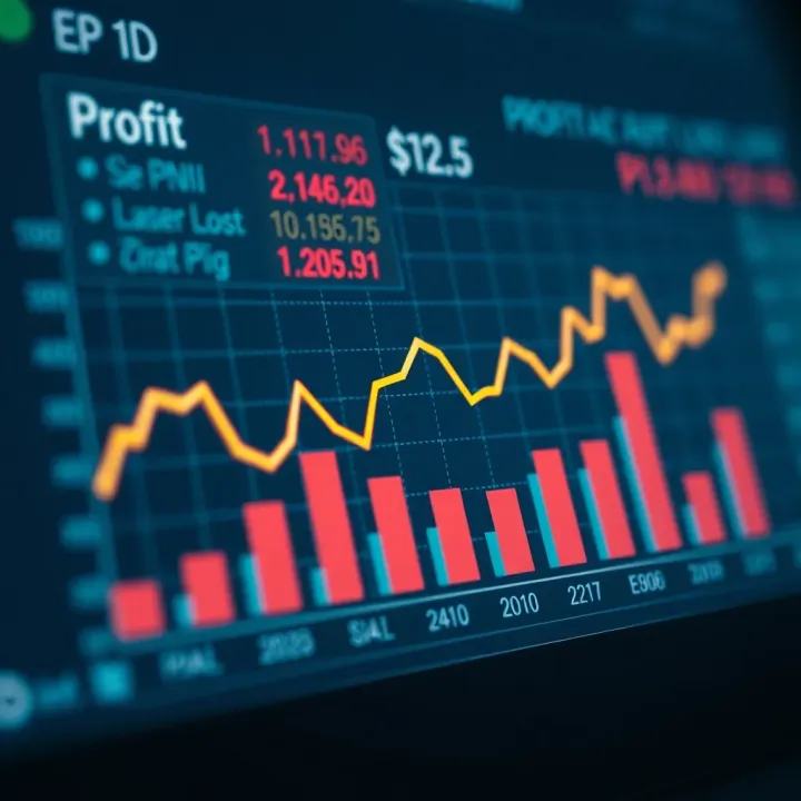 Financial chart illustrating profit and loss trends over time