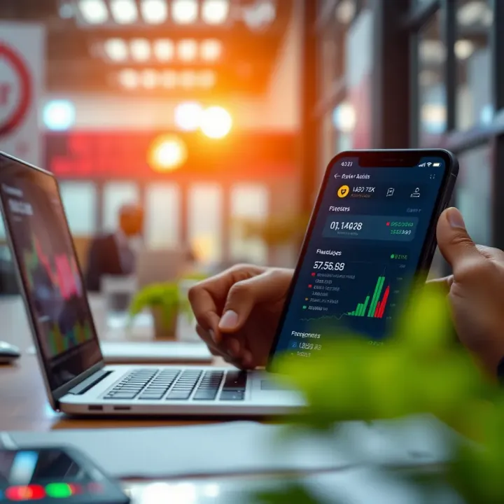User interface of Quotex app demonstrating trading tools and security features